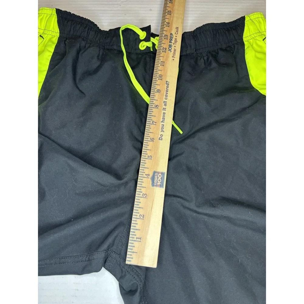 NIKE Black/Green Men Swim Shorts Beach Bottoms Drawstring Lined Size Large